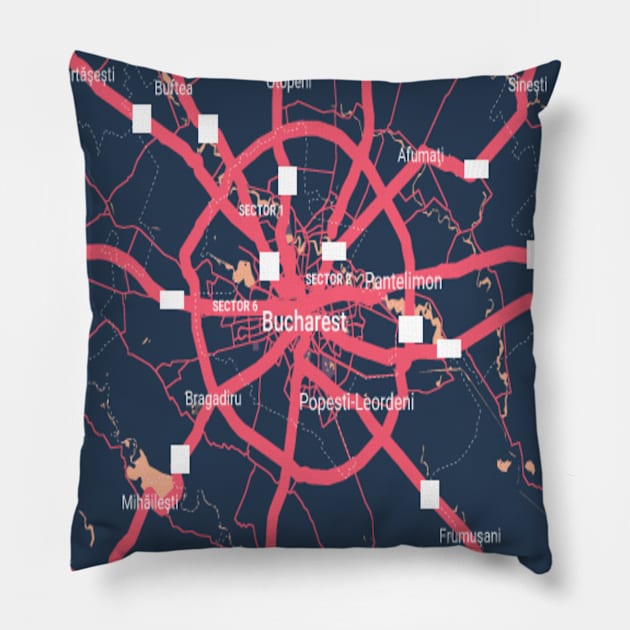 Bucharest colour map Pillow by Mapmania