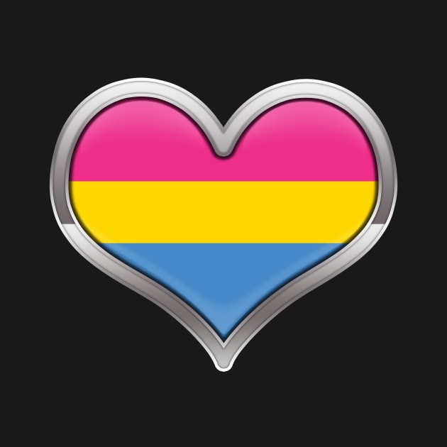 Large Pansexual Pride Flag Colored Heart with Chrome Frame by LiveLoudGraphics