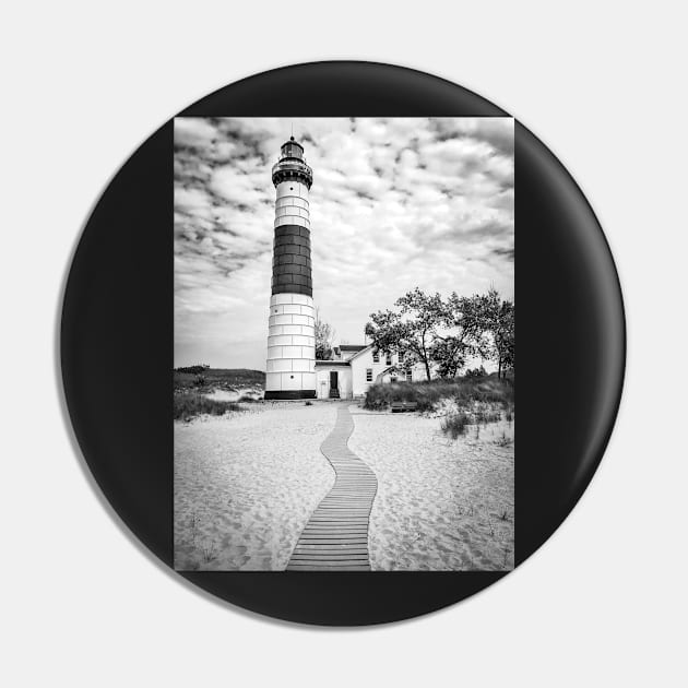 Big Sable Point Lighthouse - Black & White Pin by Colette22