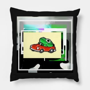 Frog the red car driver lapel pin Pillow