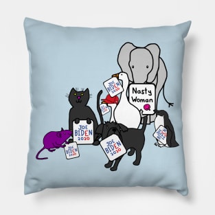 Animals with Biden Harris Campaign Signs Pillow