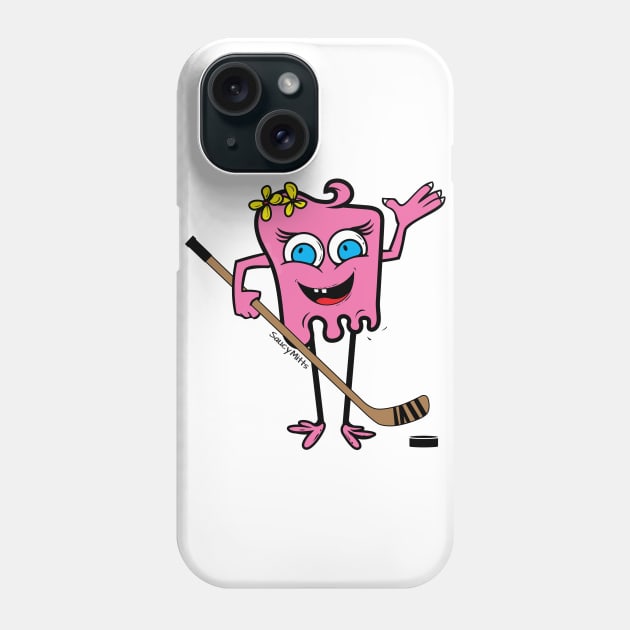 Girls Hockey Monster Pink Phone Case by SaucyMittsHockey