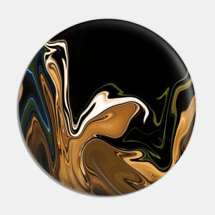 Electric Gold  - Digital Liquid Paint Swirls Pin