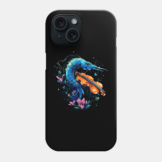 Blue Shrimp Playing Violin Phone Case by JH Mart