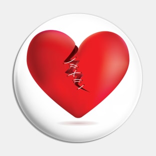 Broken heart with stitches Pin