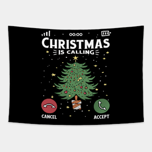 Festive Call to Joy Christmas Tree Humor Tapestry