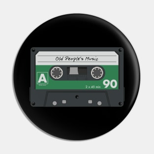 Old People's Music: Retro Audio Cassette Tape (Green) Pin