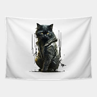 Black Street Cat Gifts Tapestry