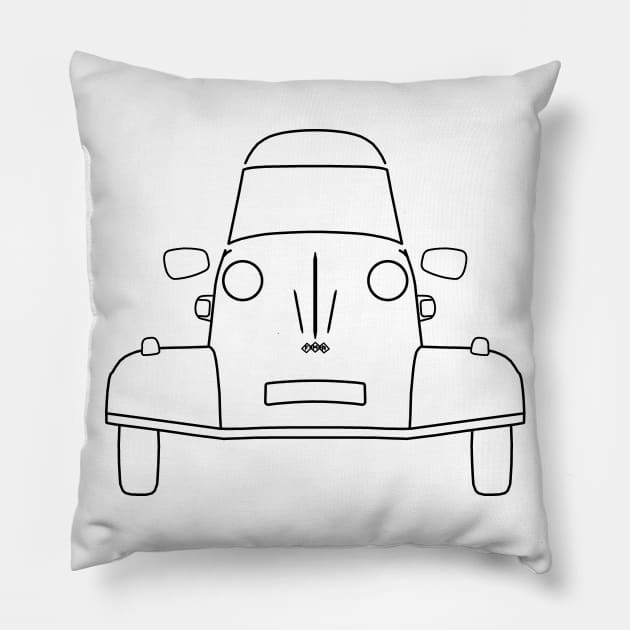 Messerschmitt KR200 bubble car outline graphic (black) Pillow by soitwouldseem