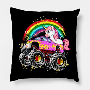 Monster Truck Unicorn Girls Birthday Party Truck Pillow