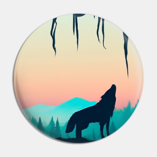 Wolf at Night Pin