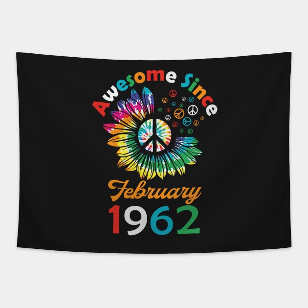 Funny Birthday Quote, Awesome Since February 1962, Retro Birthday Tapestry by Estrytee