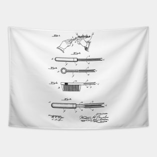 Curling Tongs Vintage Patent Hand Drawing Tapestry