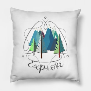 Mountains and Spruces Pattern Pillow