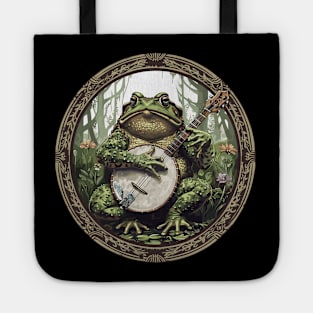 Vintage Cottagecore Frog Playing Banjo Frog Lover Tote