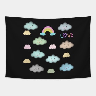 a cute character, cloud friends,Clouds, rainbow Tapestry