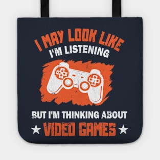 Gamer Thinking About Video Games Console Gift idea Tote