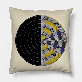 Record round in grey, blue and yellow Pillow