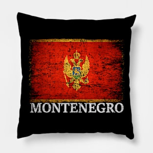 Montenegro Flag Gift Women Men Children Montenegro Vintage Pillow