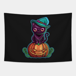 Ferociously Cute Halloween Vampire Witch Kitty Cat Tapestry