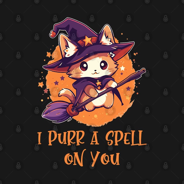 Funny Cat Pun Witch Spell Graphic Men Kids Women Halloween by KsuAnn