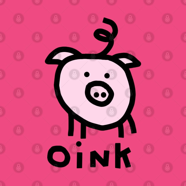 Kids Pink Pig Says Oink Animals Talk by ellenhenryart