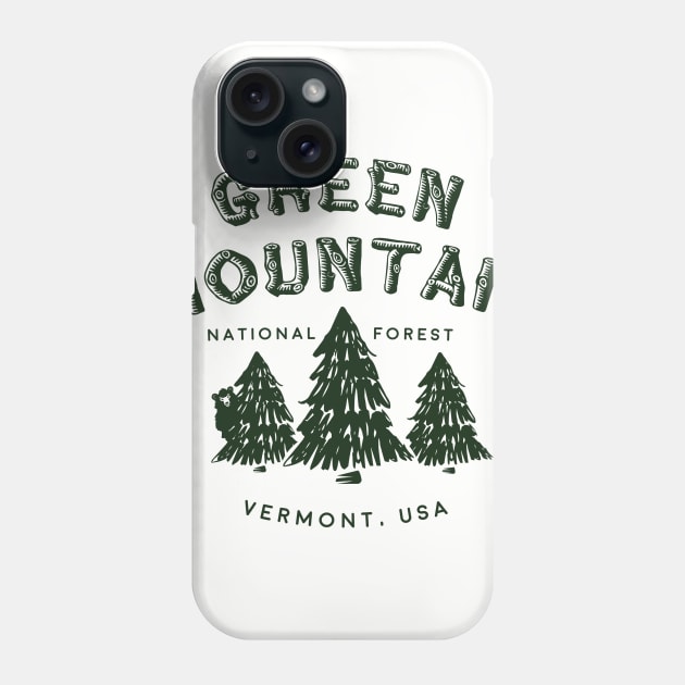 Vintage Green Mountain Forest Vermont Nature Phone Case by luckybengal