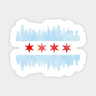 Distressed Chicago Skyline Flag Magnet