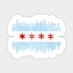 Distressed Chicago Skyline Flag Magnet