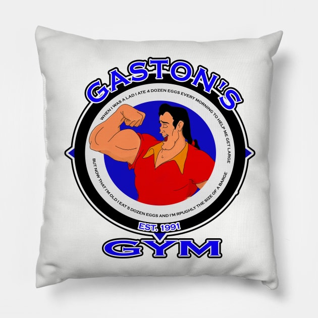 Gaston's Gym Pillow by PrinceHans Designs