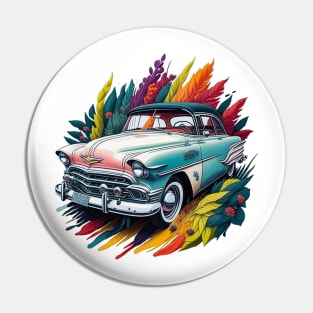 Exotic coloured Chevrolet car 50s Pin
