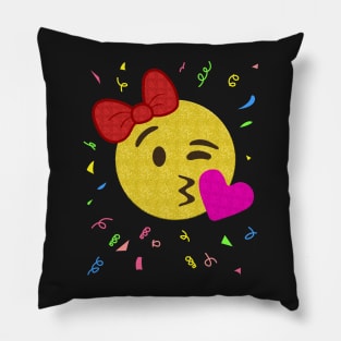 Emoji Birthday Shirt - Girl Heart Kiss Pillow