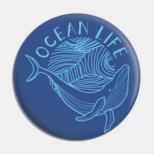 Ocean Life Whale Line art Pin