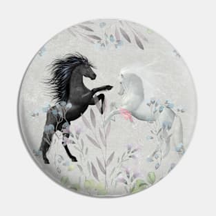 Floral Fantasy Horses Pin