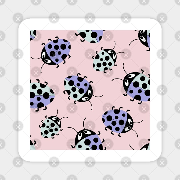 Pastel Ladybugs in pink and mauve Magnet by FrancesPoff