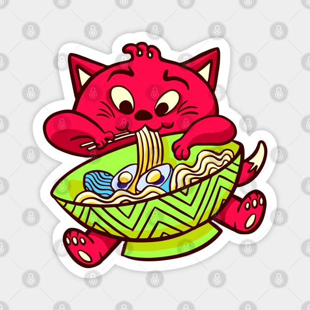 Kitty Loves Ramen Magnet by machmigo