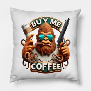 Monkey Armed With Caffeine Buy Me A Coffee Pillow