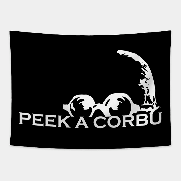 Le Corbusier, Peek-a-Corbu Tapestry by SLGA Designs