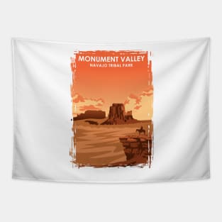 Monument Valley Vintage Minimal Retro Travel Poster Tapestry