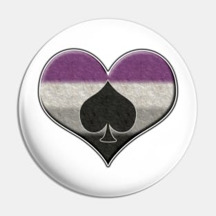 Large Asexual Pride Flag Colored Heart with Ace Symbol Pin