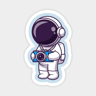 Cute Astronaut With Camera Cartoon Magnet