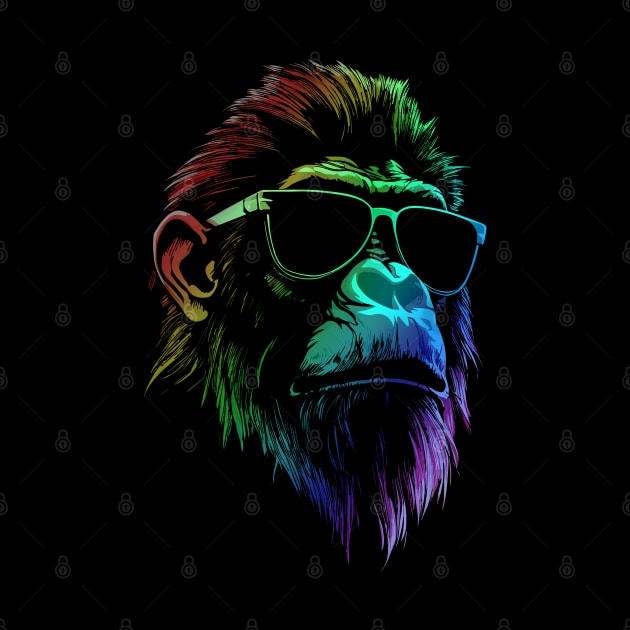 Baboon Sunglasses Vibrant Colors by Nerd_art