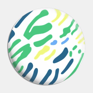 Doodle Yellow Green Blue Abstract Art Pin