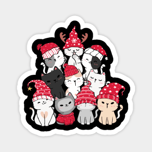 Merry Catmas Christmas Cat Tree Magnet