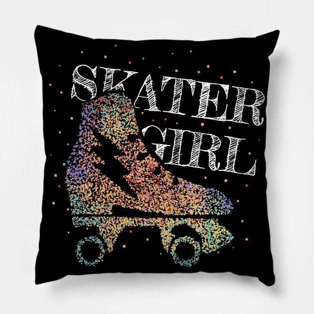 Skater Girl Roller Skate Roller Figure Skating Pillow by Kater Karl