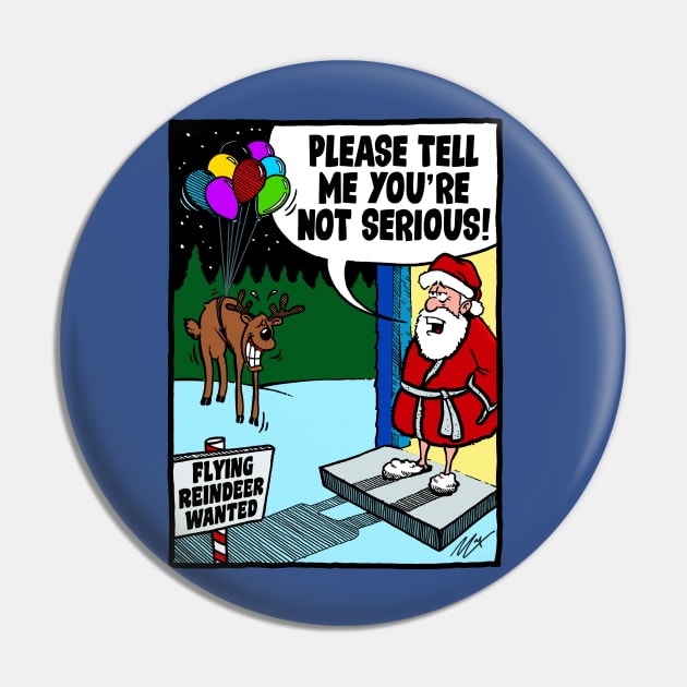 Flying Reindeer Wanted Pin by BRAVOMAXXX