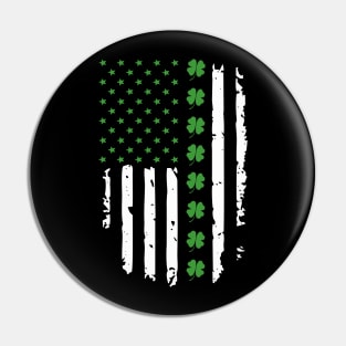 Irish American Flag Stars Stripes and Shamrocks Pin