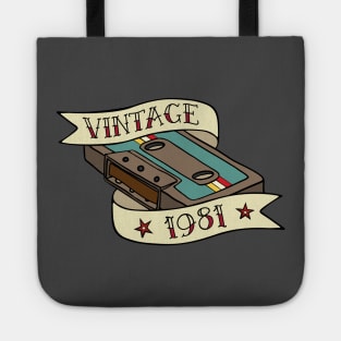 Vintage 1981 Cassette Tape Retro Tattoo Design Tote