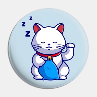 Cute Lucky Cat Sleepy Cartoon Pin