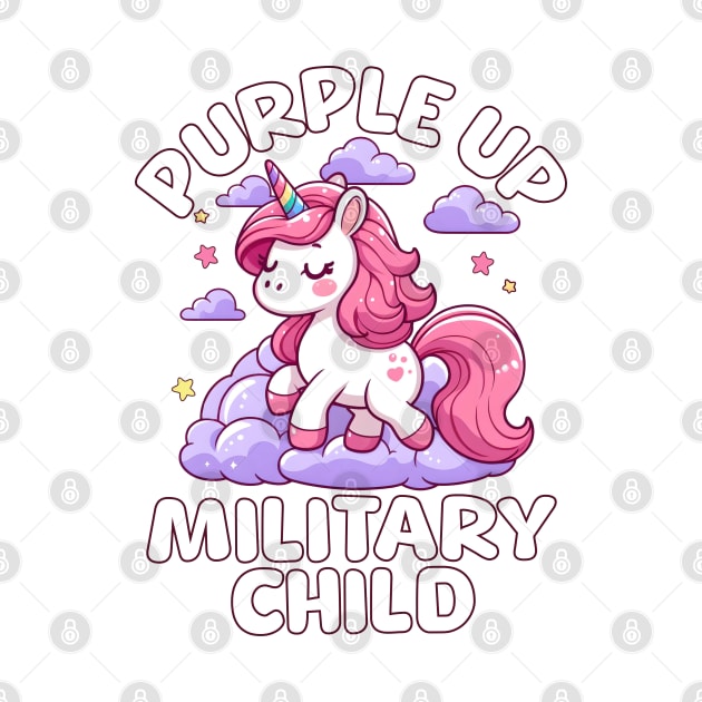 Cute Unicorn Purple Up Military Child by alcoshirts